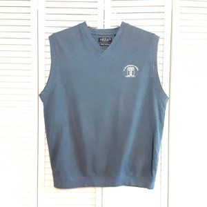 Men's Blue Pima Cotton Sweater Size XL V-Neck Sleeveless Vest Sweater